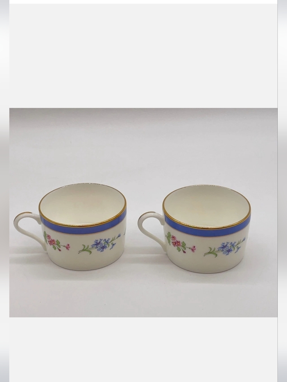 NIB Tiffany & Co. Blue and White Espresso Mug & Saucer Gold Trim Original Box - Picture 5 of 10